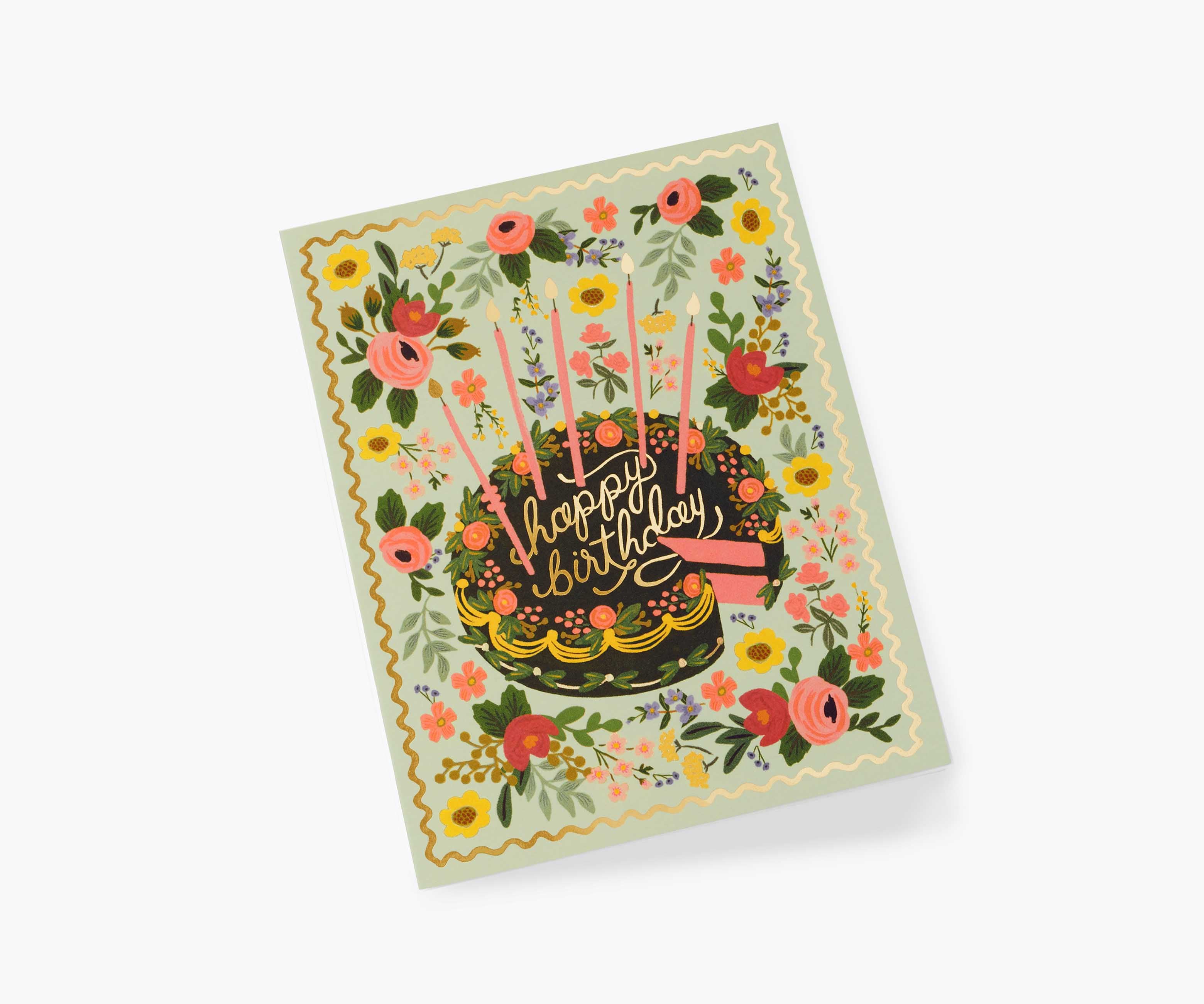 Floral Cake Birthday Card - Single Card - Image 2