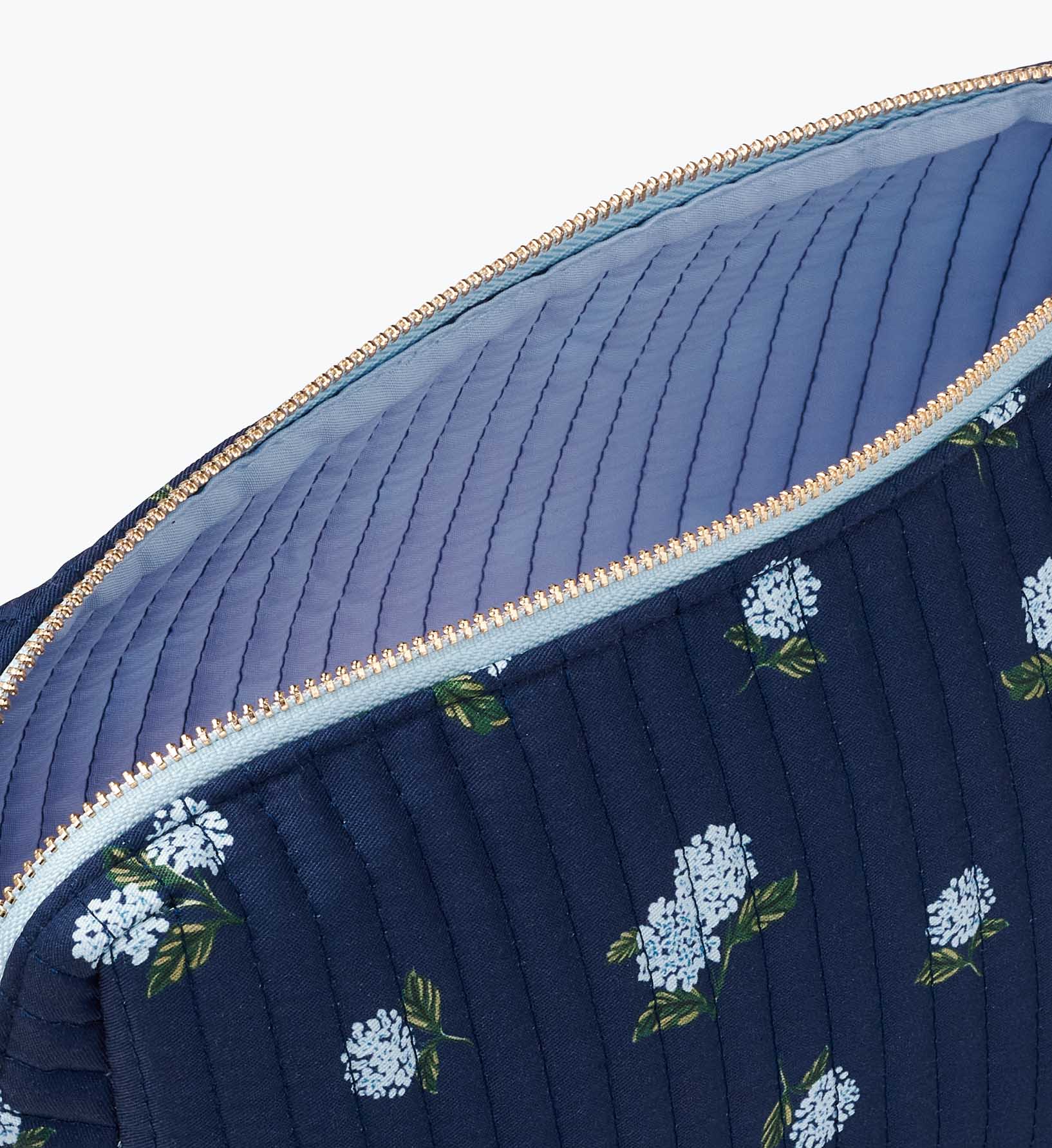 Quilted Large Cosmetic Pouch - Ditsy Hydrangea - Image 2