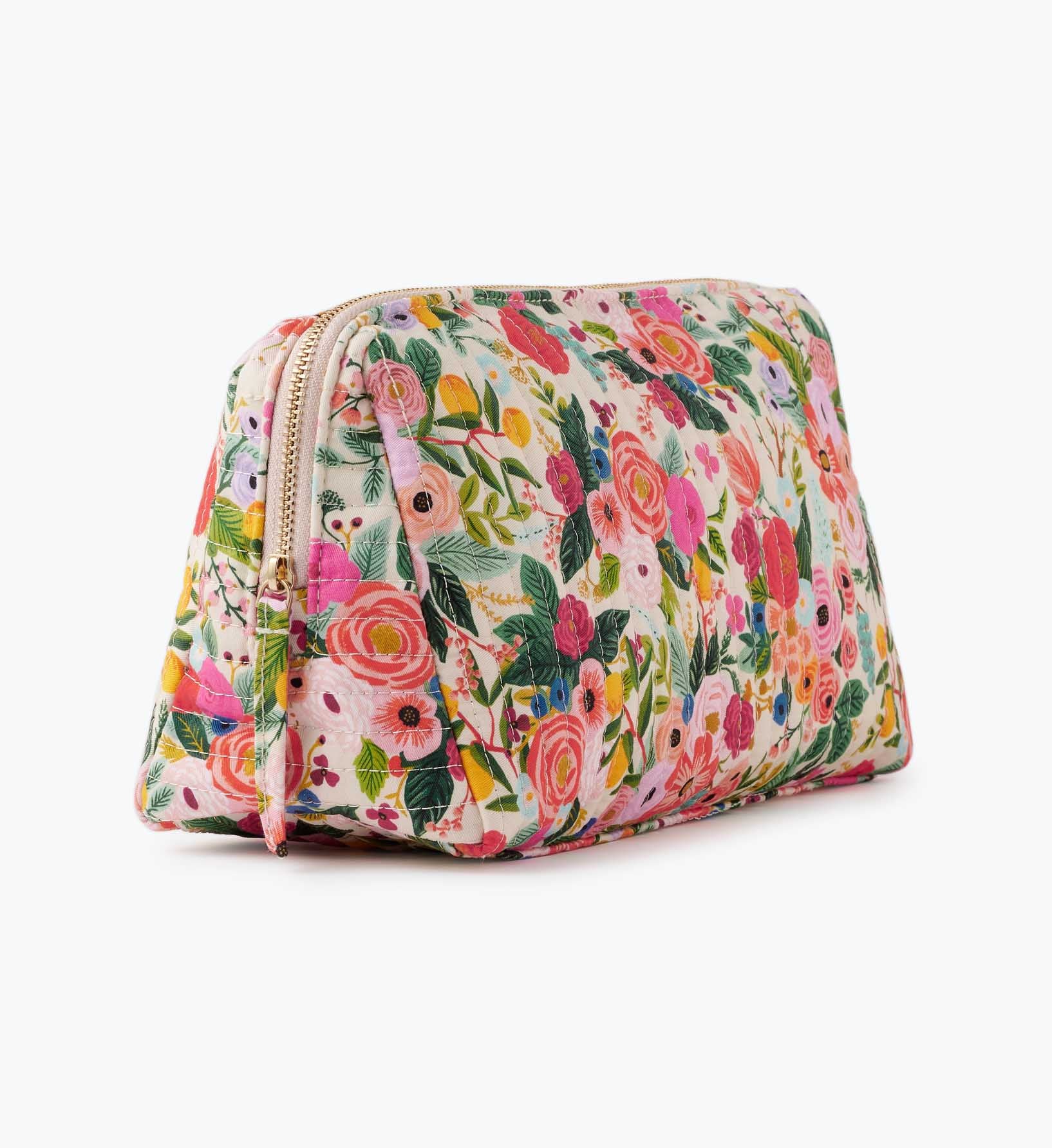 Quilted Large Cosmetic Pouch - Garden Party - Image 3