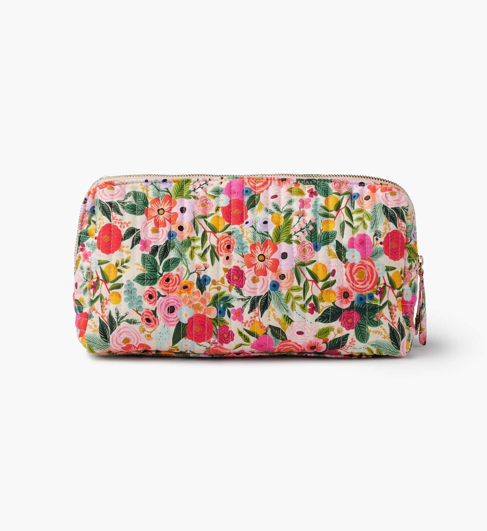 Quilted Large Cosmetic Pouch - Garden Party - Image 4